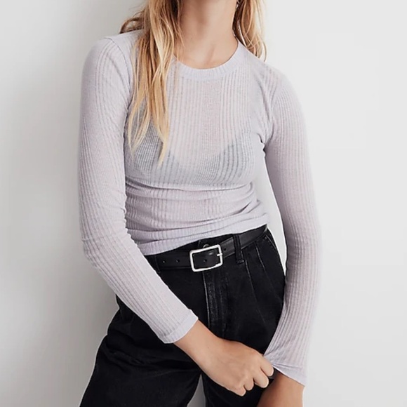 Madewell Variegated Ribbed Crewneck
Long-Sleeve Tee Dusty Lavender Size S New - Picture 3 of 11